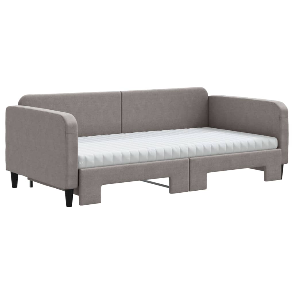 Sofá-cama + gavetão/colchões 100x200cm tecido cinza-acastanhado