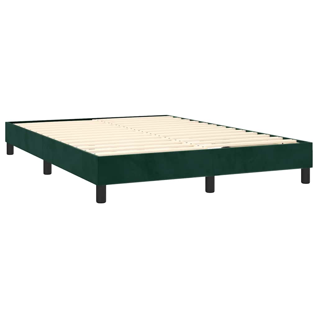 Cama com molas/colchão 140x190 cm veludo verde-escuro