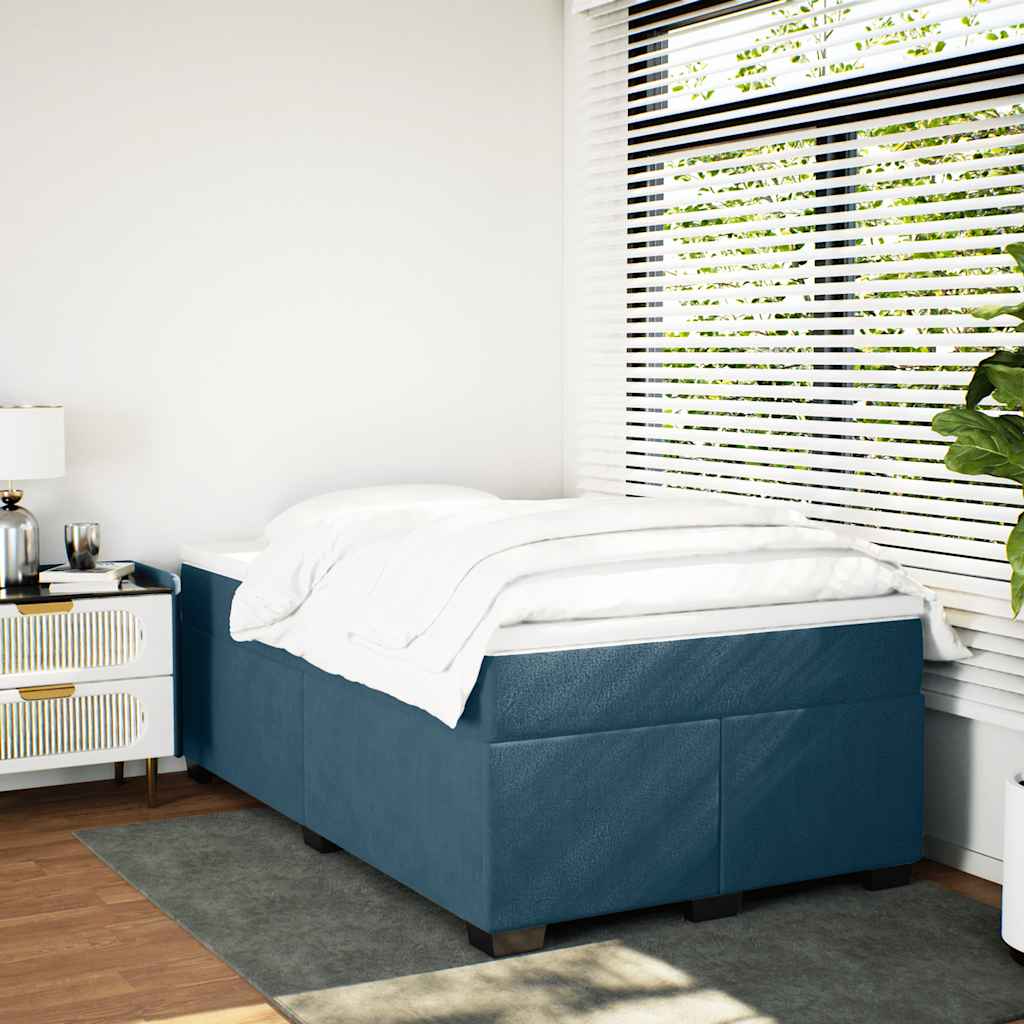Cama boxspring com colchão 120x190 cm veludo azul-escuro