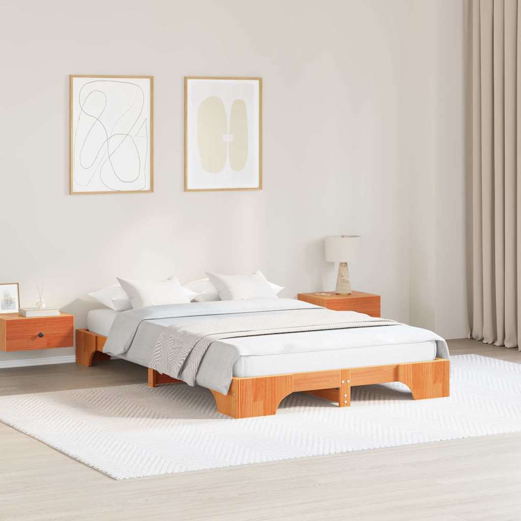 Estrutura da cama marrom cera 135 x 190 cm