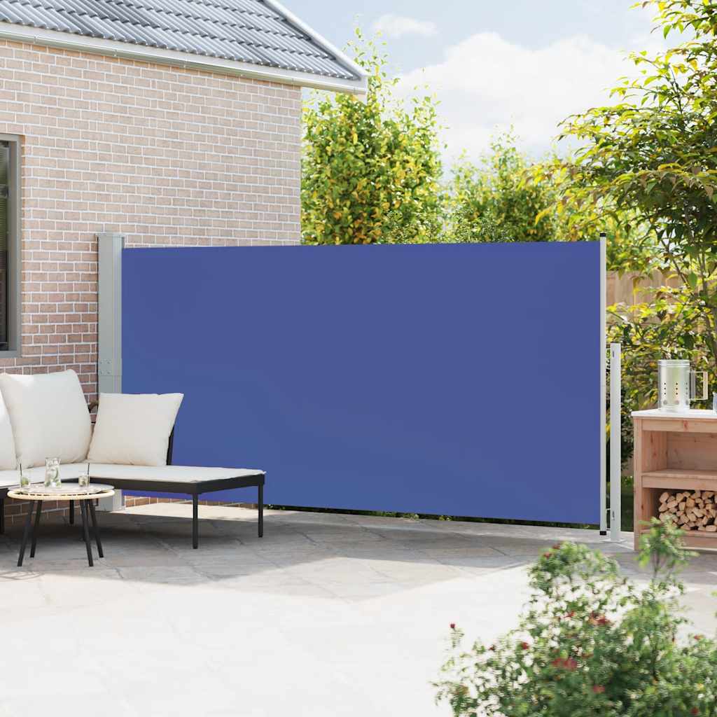 Toldo lateral retrátil para pátio 180x500 cm azul