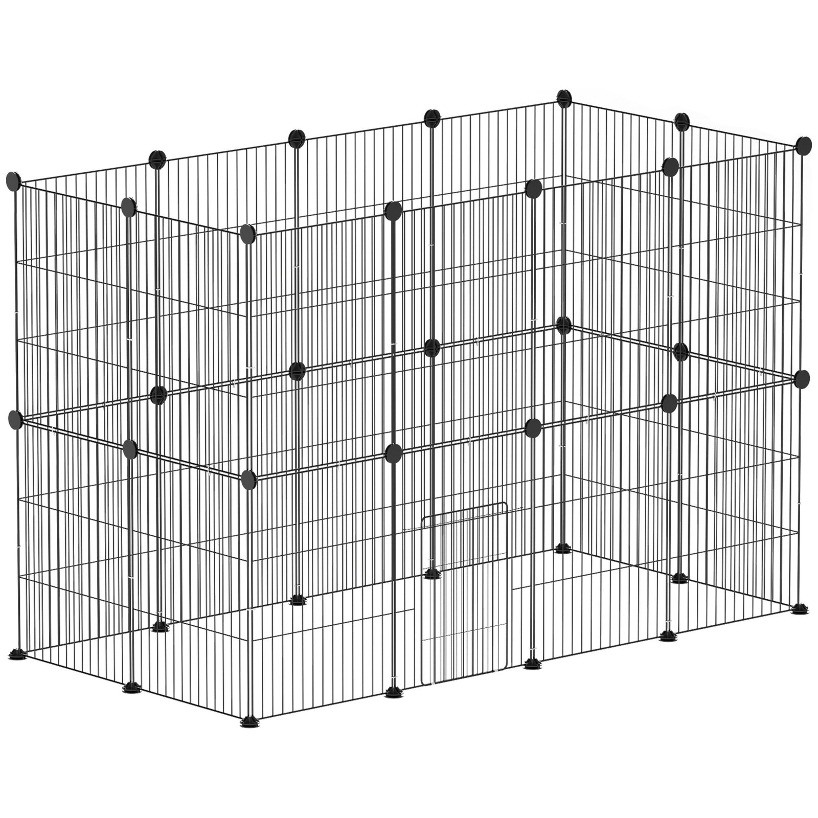 Recinto metálico para animais com 24 painéis recinto para animais pequenos personalizável 120x60x80 cm preto