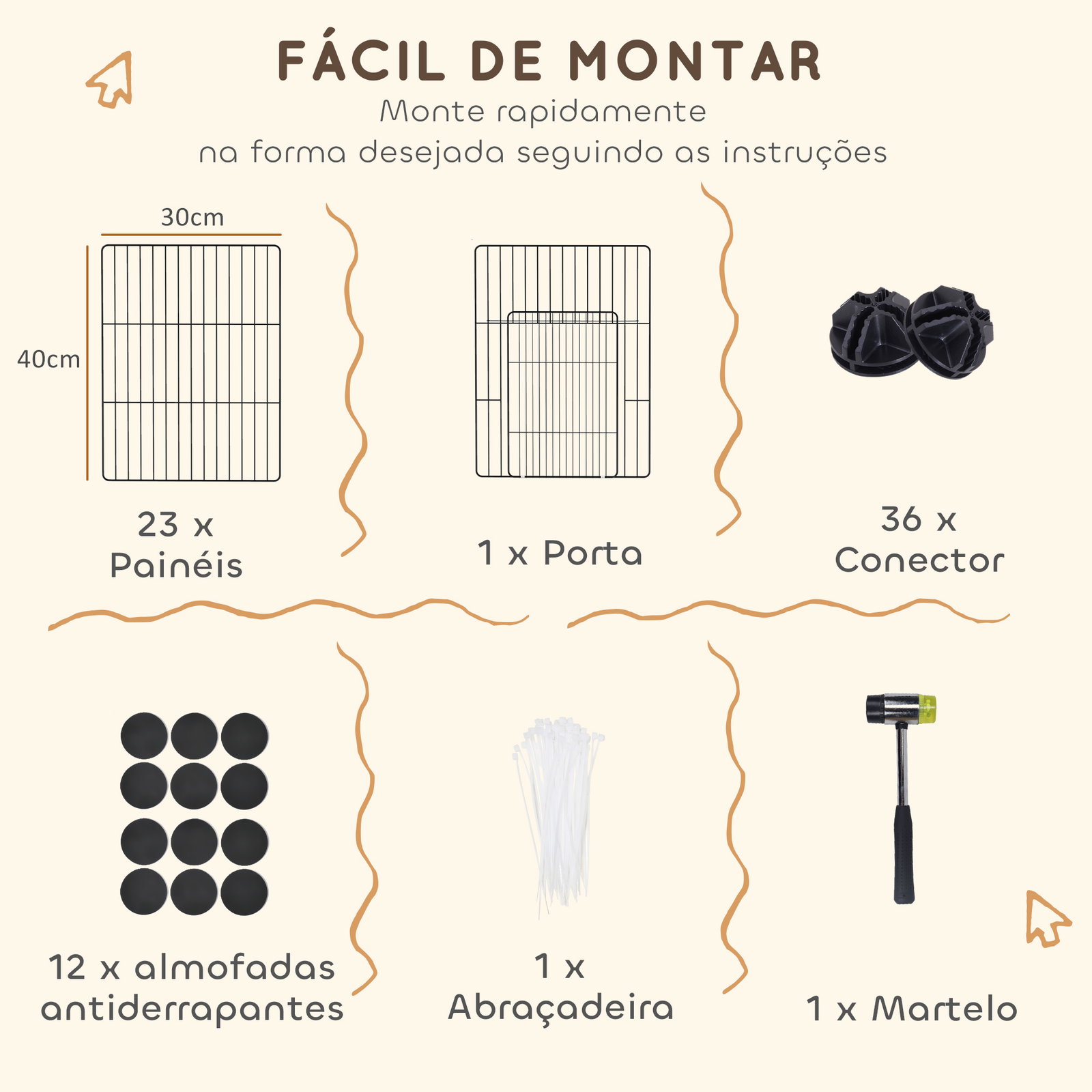 Recinto metálico para animais com 24 painéis recinto para animais pequenos personalizável 120x60x80 cm preto