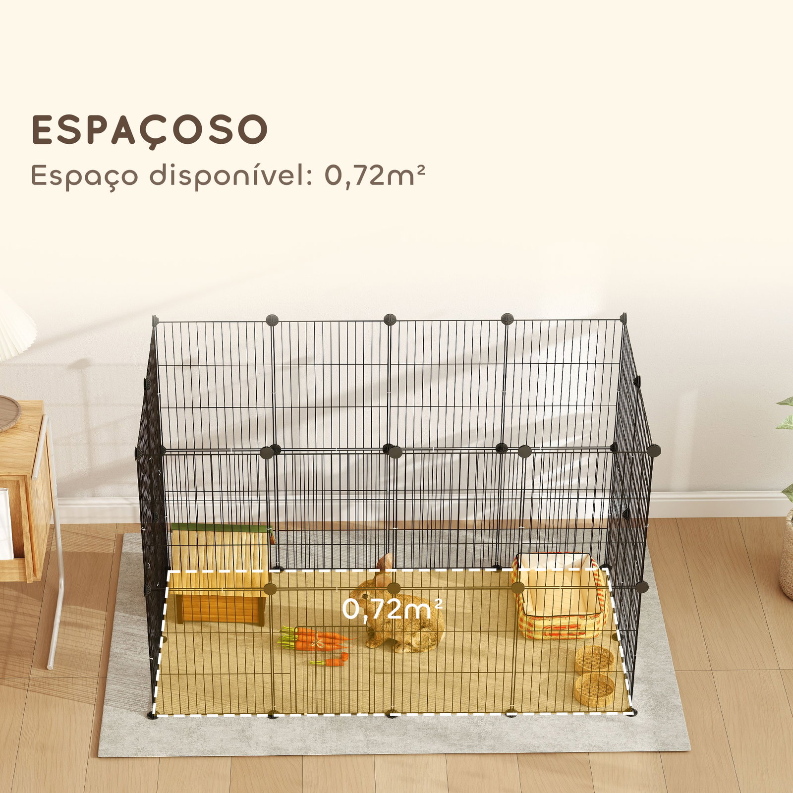 Recinto metálico para animais com 24 painéis recinto para animais pequenos personalizável 120x60x80 cm preto