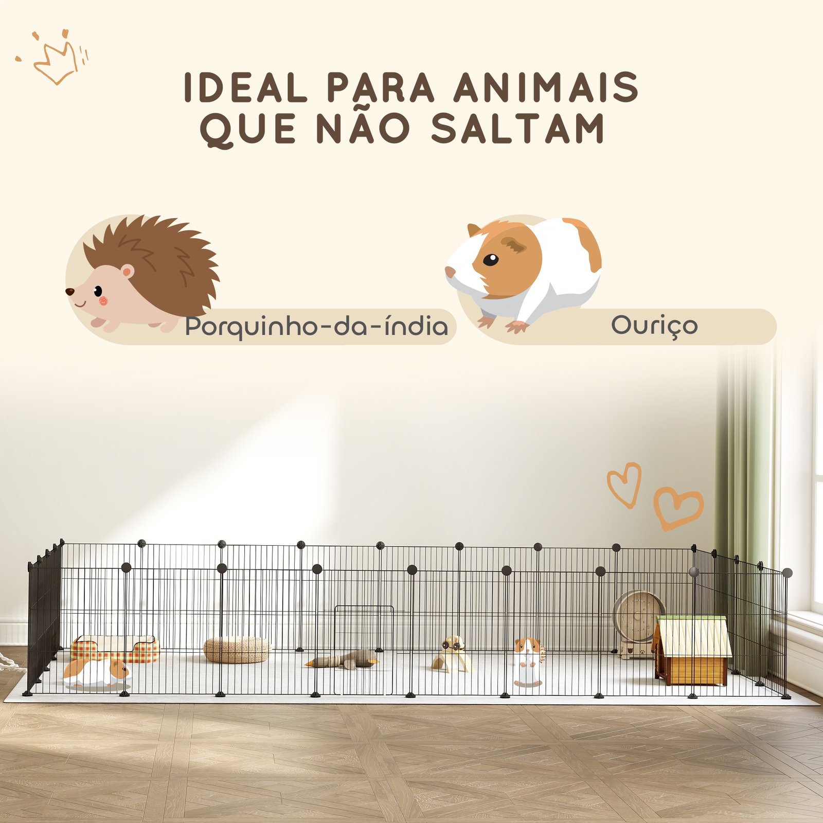 Recinto metálico para animais com 24 painéis recinto para animais pequenos personalizável 120x60x80 cm preto