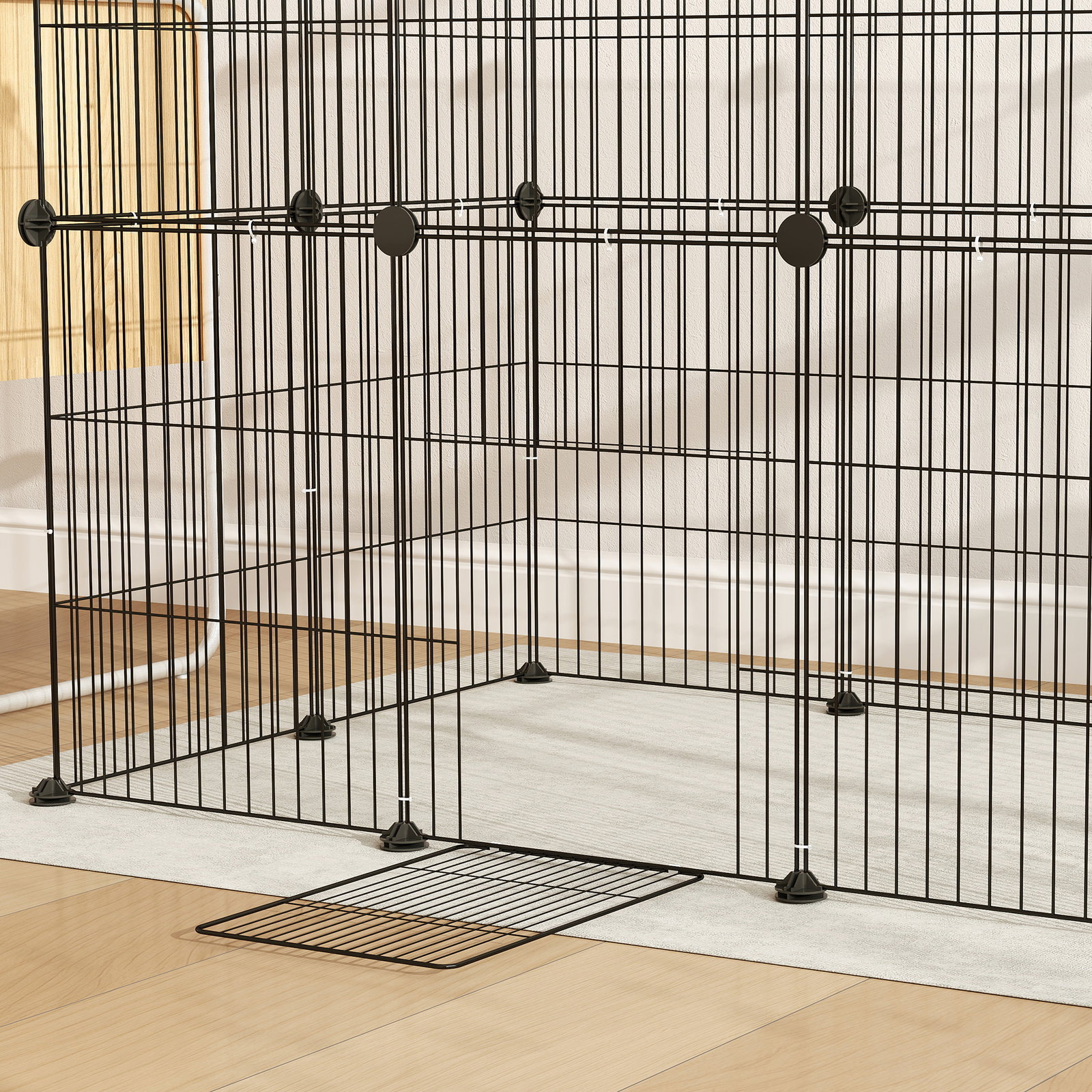Recinto metálico para animais com 24 painéis recinto para animais pequenos personalizável 120x60x80 cm preto