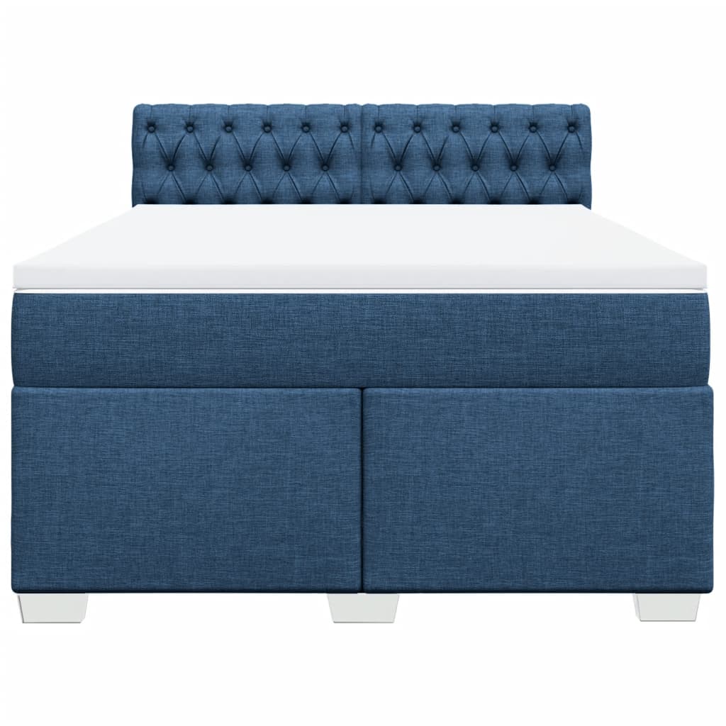Cama com molas/colchão 160x200 cm tecido azul