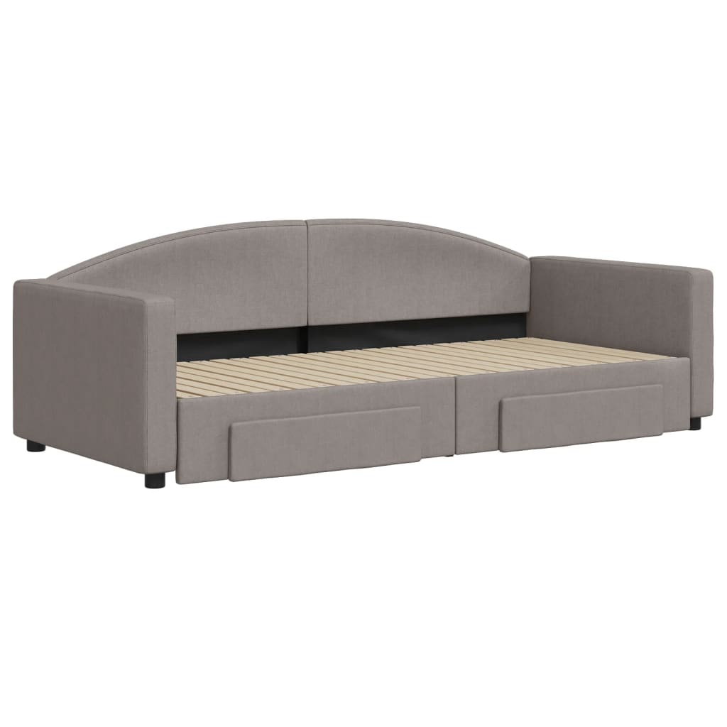 Sofá-cama c/ gavetão/gavetas 90x200 cm tecido cinza-acastanhado