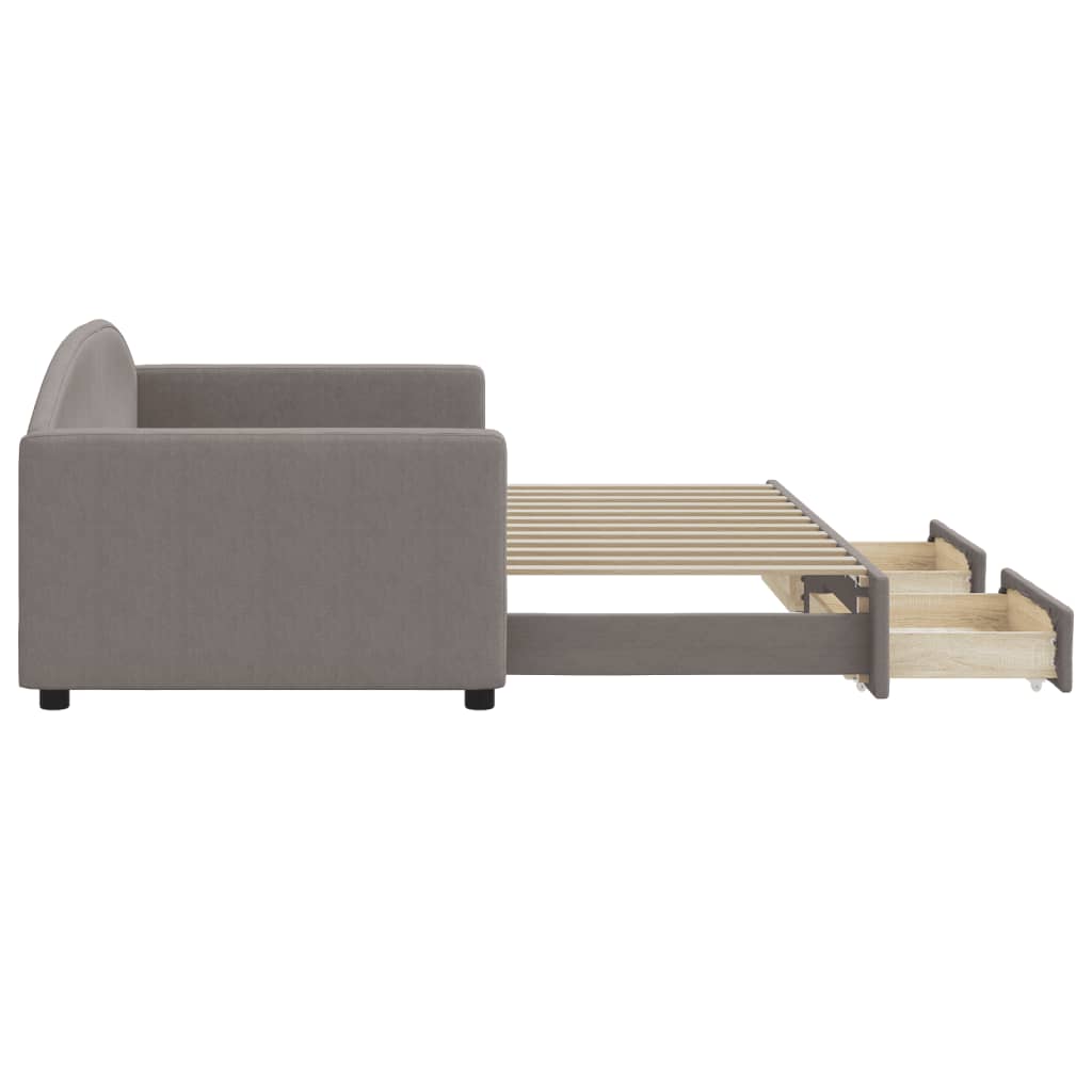 Sofá-cama c/ gavetão/gavetas 90x200 cm tecido cinza-acastanhado