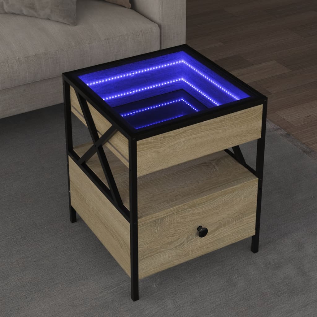 Mesa de centro luzes LED infinity 40x40x51 cm carvalho sonoma