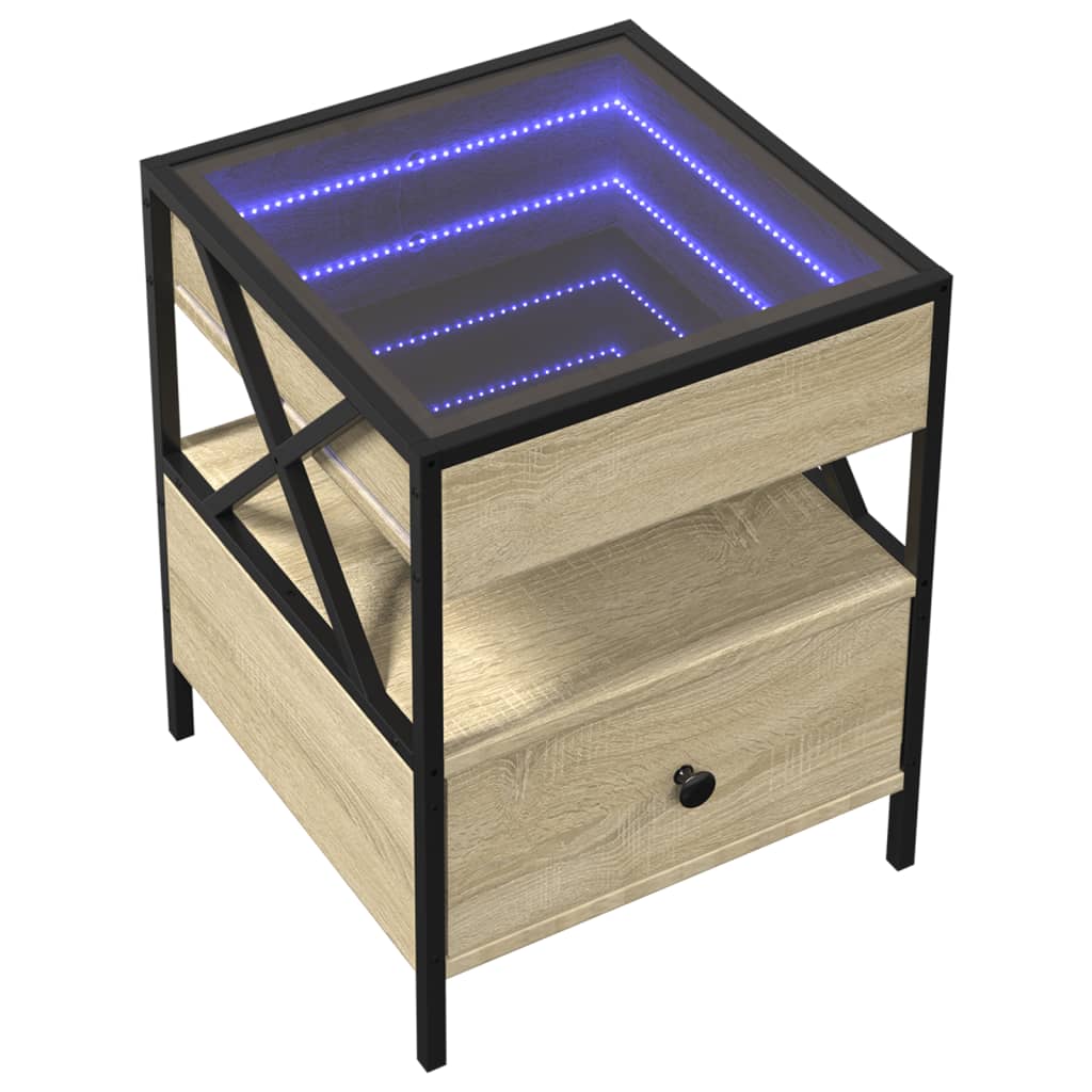 Mesa de centro luzes LED infinity 40x40x51 cm carvalho sonoma
