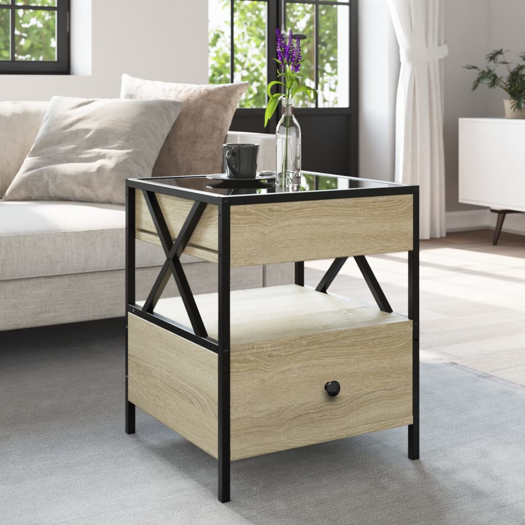 Mesa de centro luzes LED infinity 40x40x51 cm carvalho sonoma