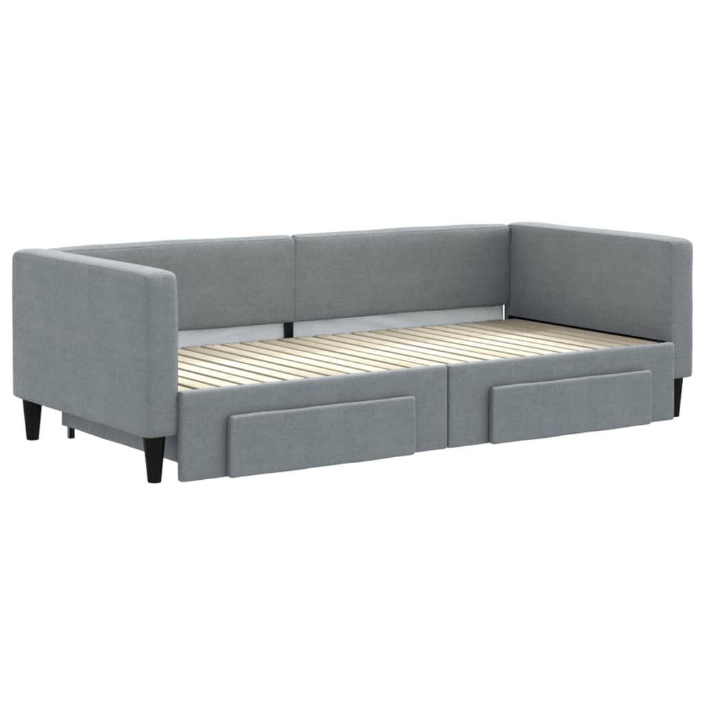 Sofá-cama c/ gavetão e gavetas 90x200 cm tecido cinzento-claro