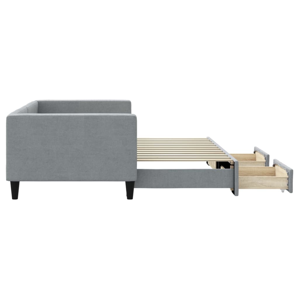 Sofá-cama c/ gavetão e gavetas 90x200 cm tecido cinzento-claro