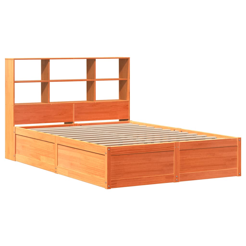 Cama sem colchão 160x200 cm madeira pinho maciço castanho-mel