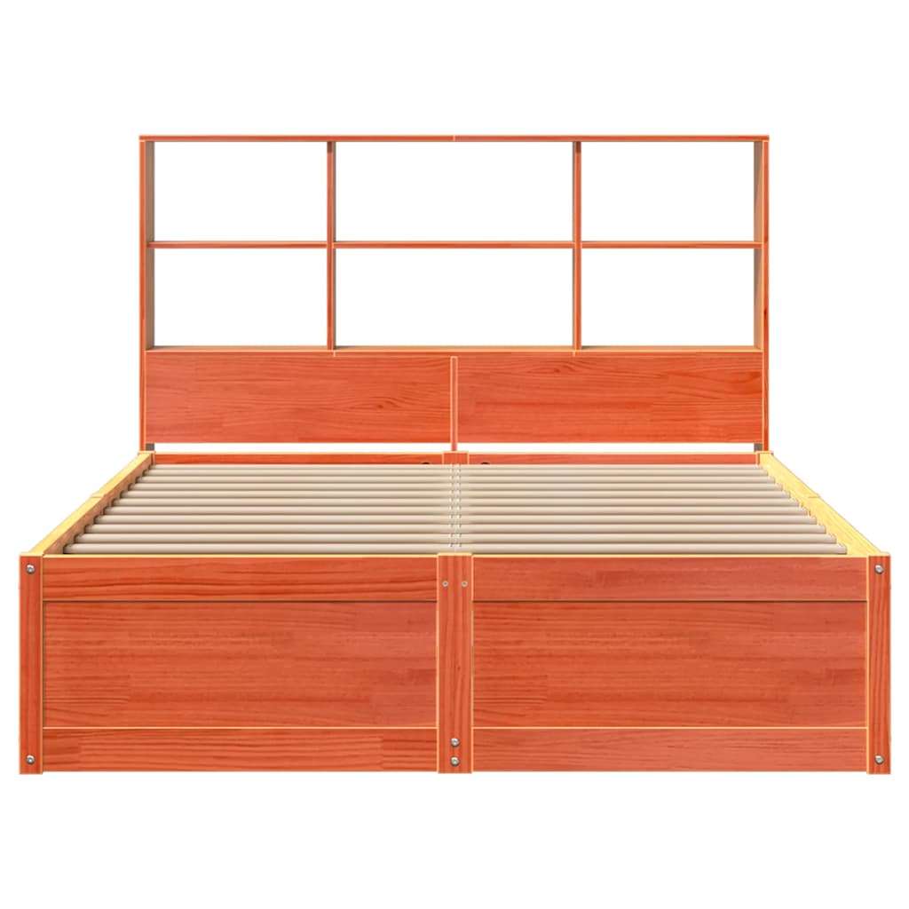 Cama sem colchão 160x200 cm madeira pinho maciço castanho-mel