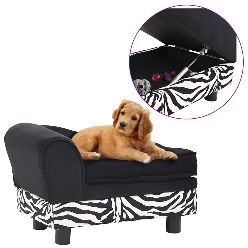 Sofá para cães 57x34x36 cm pelúcia preto