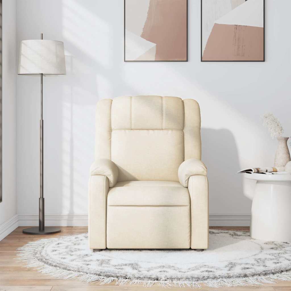 Poltrona de massagens reclinável tecido cor creme