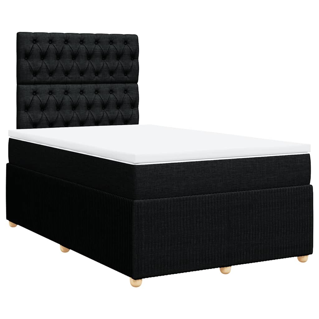 Cama boxspring com colchão 120x190 cm tecido preto