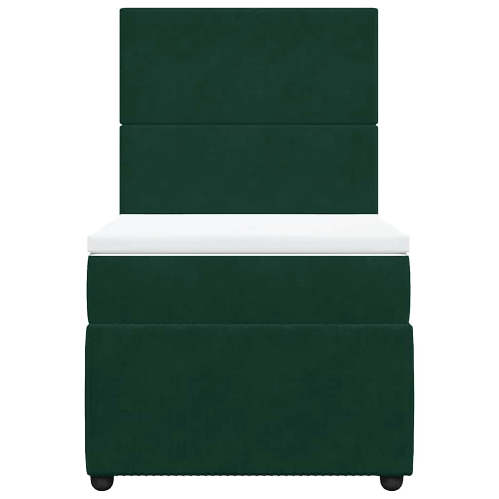 Cama com molas/colchão 90x190 cm veludo verde-escuro
