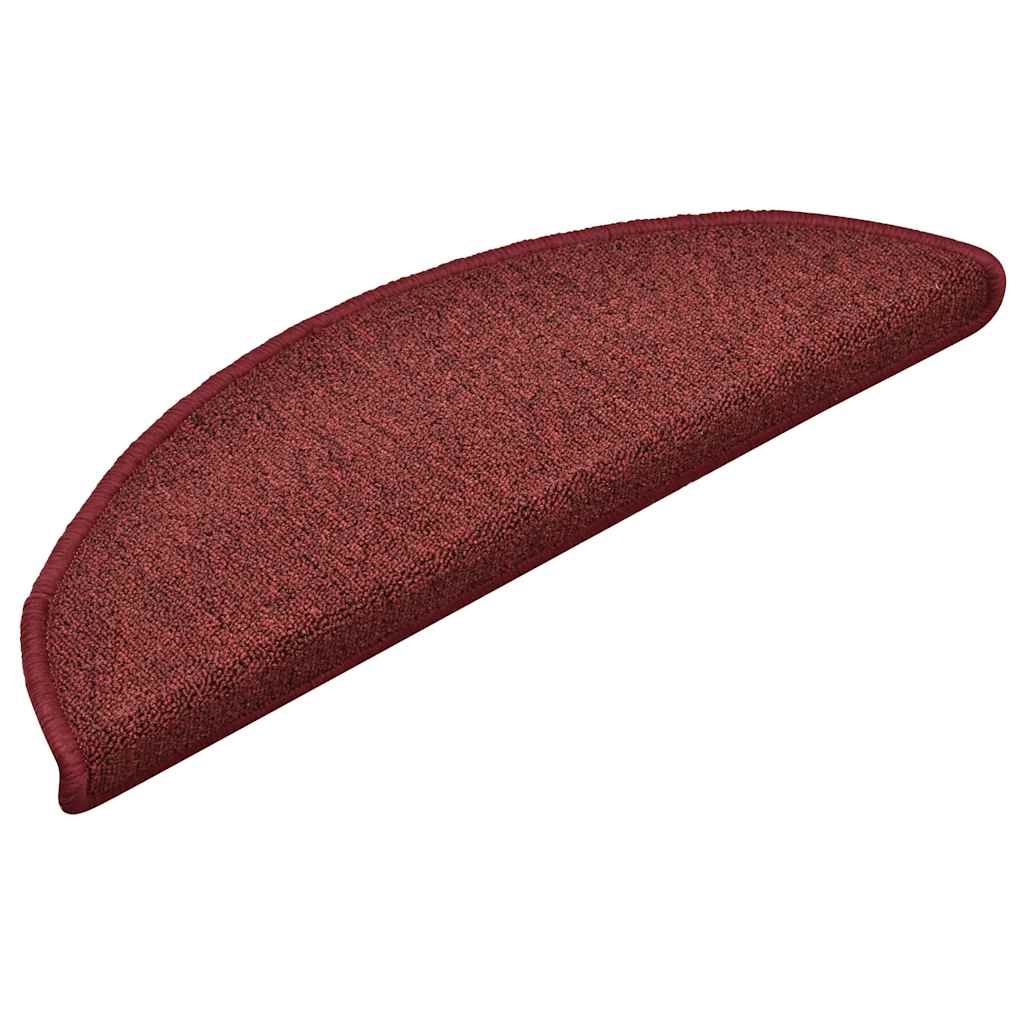 Tapetes de escada 30 peças 56x17x3 cm bordeaux semi-redondo