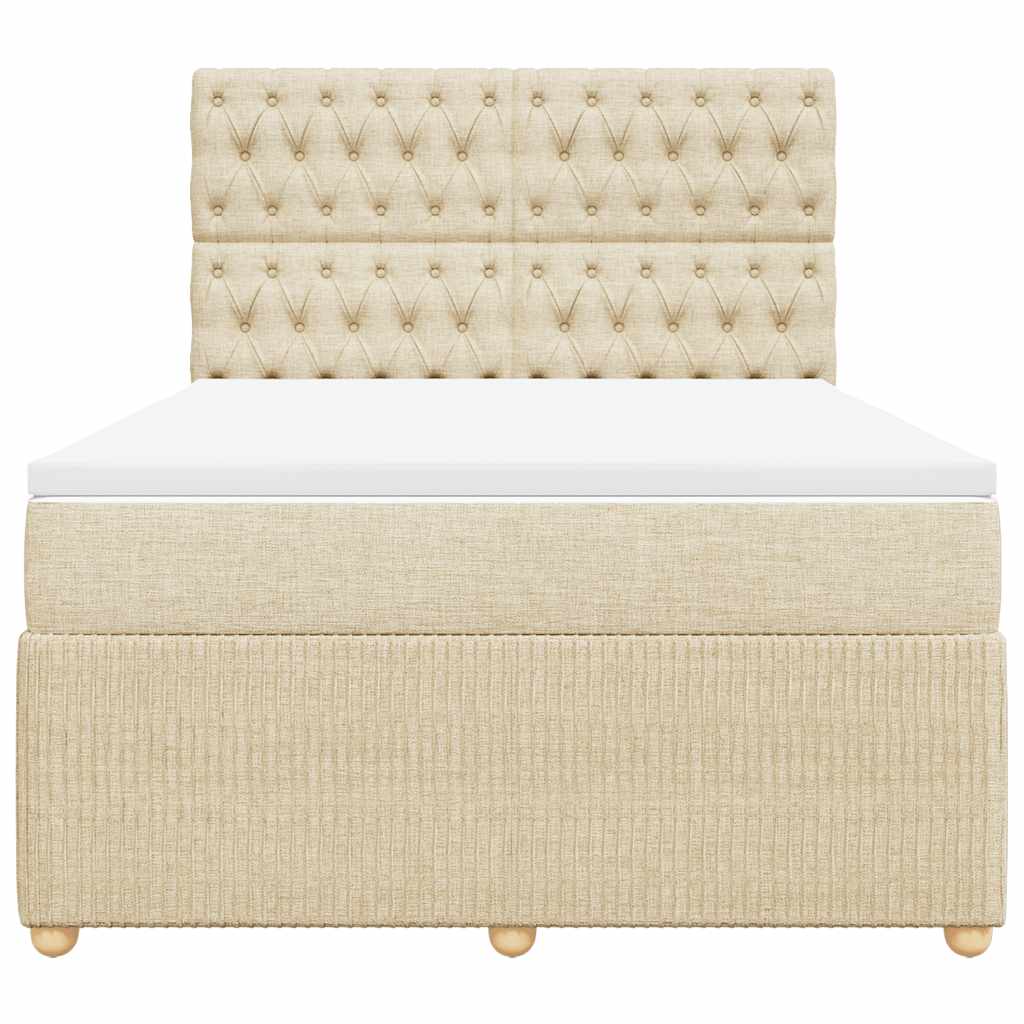 Cama com molas/colchão 160x200 cm tecido cor creme