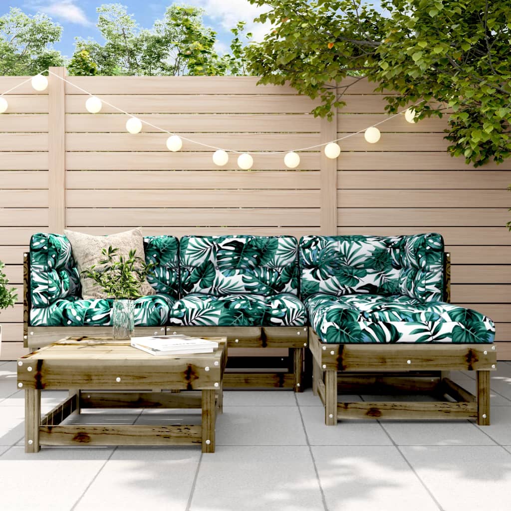 5 Pcs conjunto lounge de jardim madeira de pinho impregnada