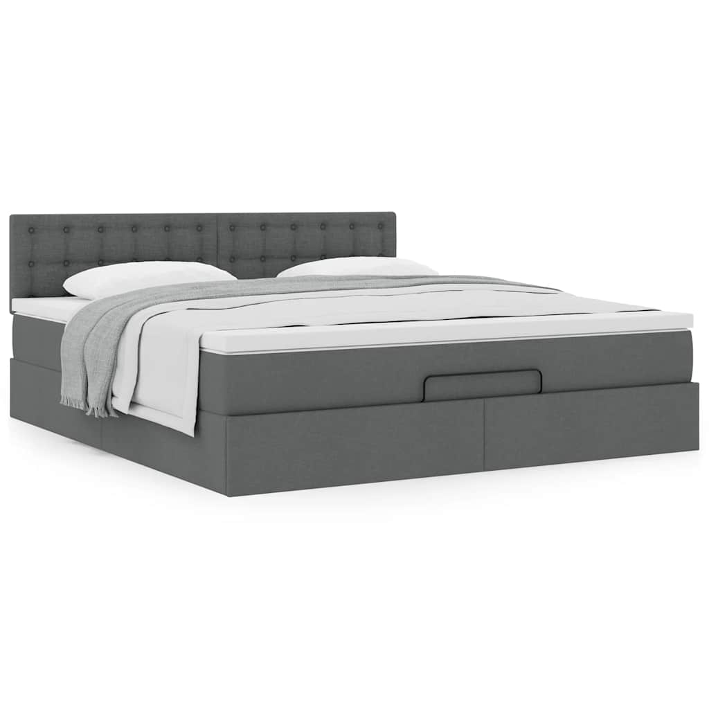 Estrutura de cama otomana com colchão 180x200cm cinzento escuro