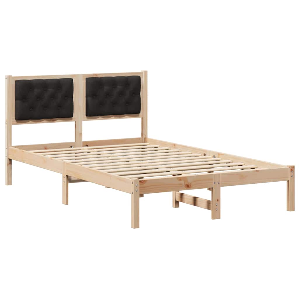 Estrutura da cama preto 120 x 190 cm madeira de pinheiro sólida