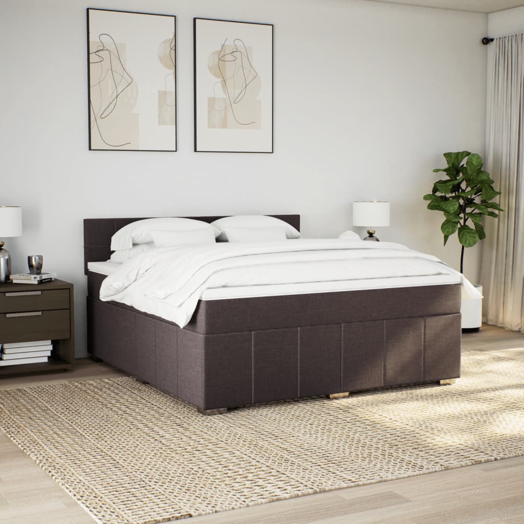 Cama com molas/colchão 180x200 cm tecido castanho-escuro