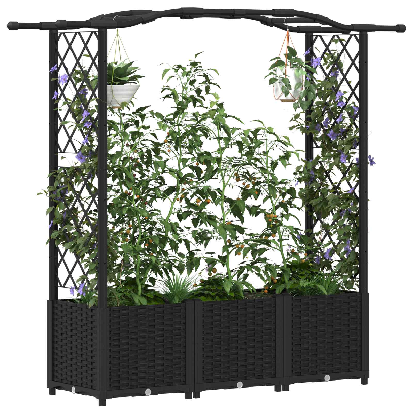 Cama elevada com treliça e telhado preto 164 x 40 x 138 cm PP