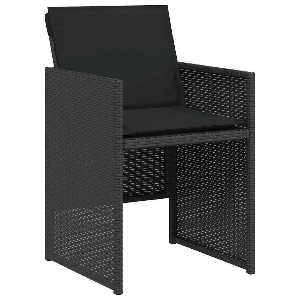 3 Pcs conjunto de bistrô com almofadões vime PE preto