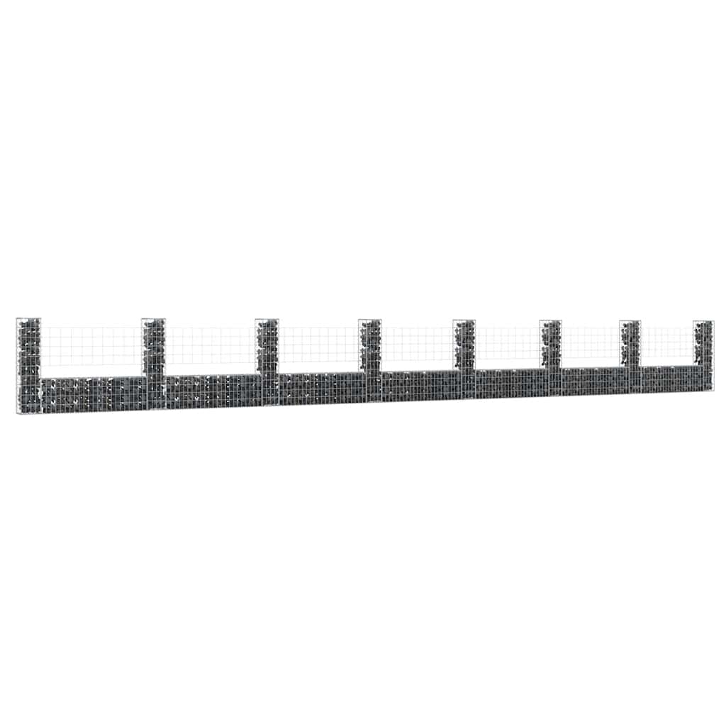 Cesto gabião em forma de u c/ 8 postes 860x20x100 cm ferro