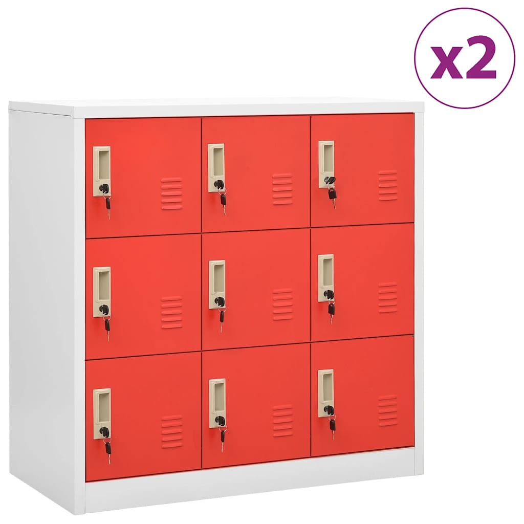 Cacifos 2 pcs 90x45x92,5 cm aço cinzento-claro e vermelho
