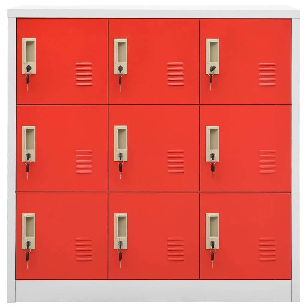 Cacifos 2 pcs 90x45x92,5 cm aço cinzento-claro e vermelho