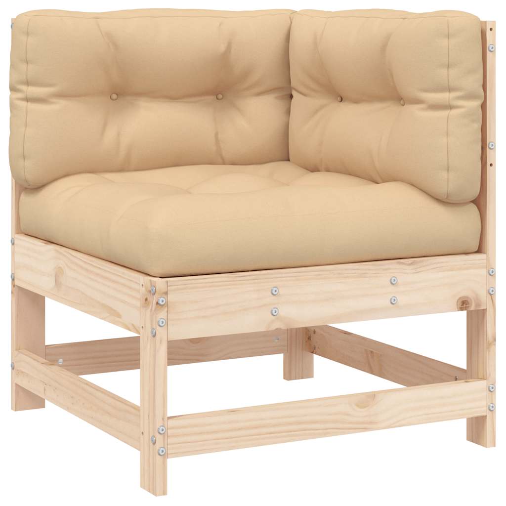 Sofá de canto com almofadões madeira de pinho maciça