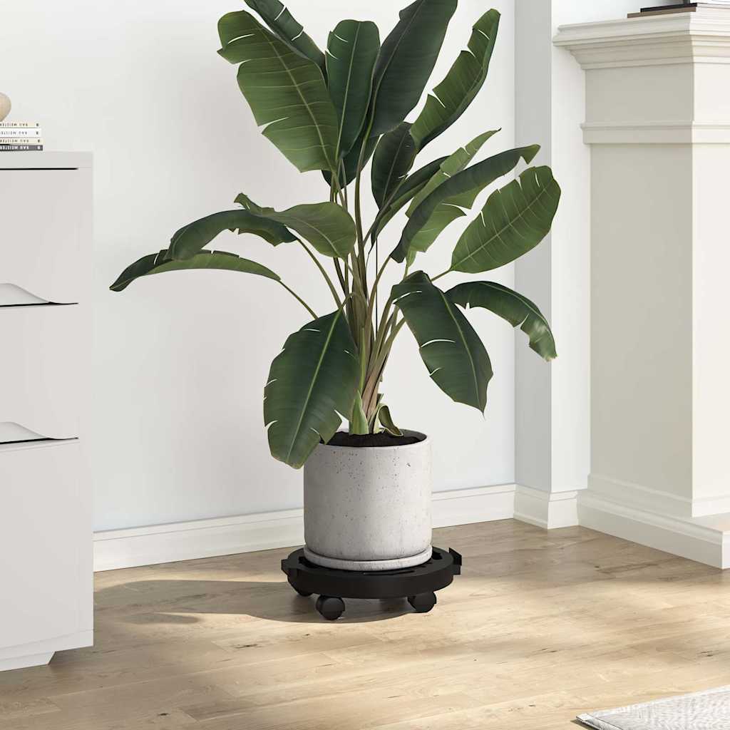 Carrinhos de plantas c/ rodas 2 pcs diâmetro 30 cm 170 kg preto