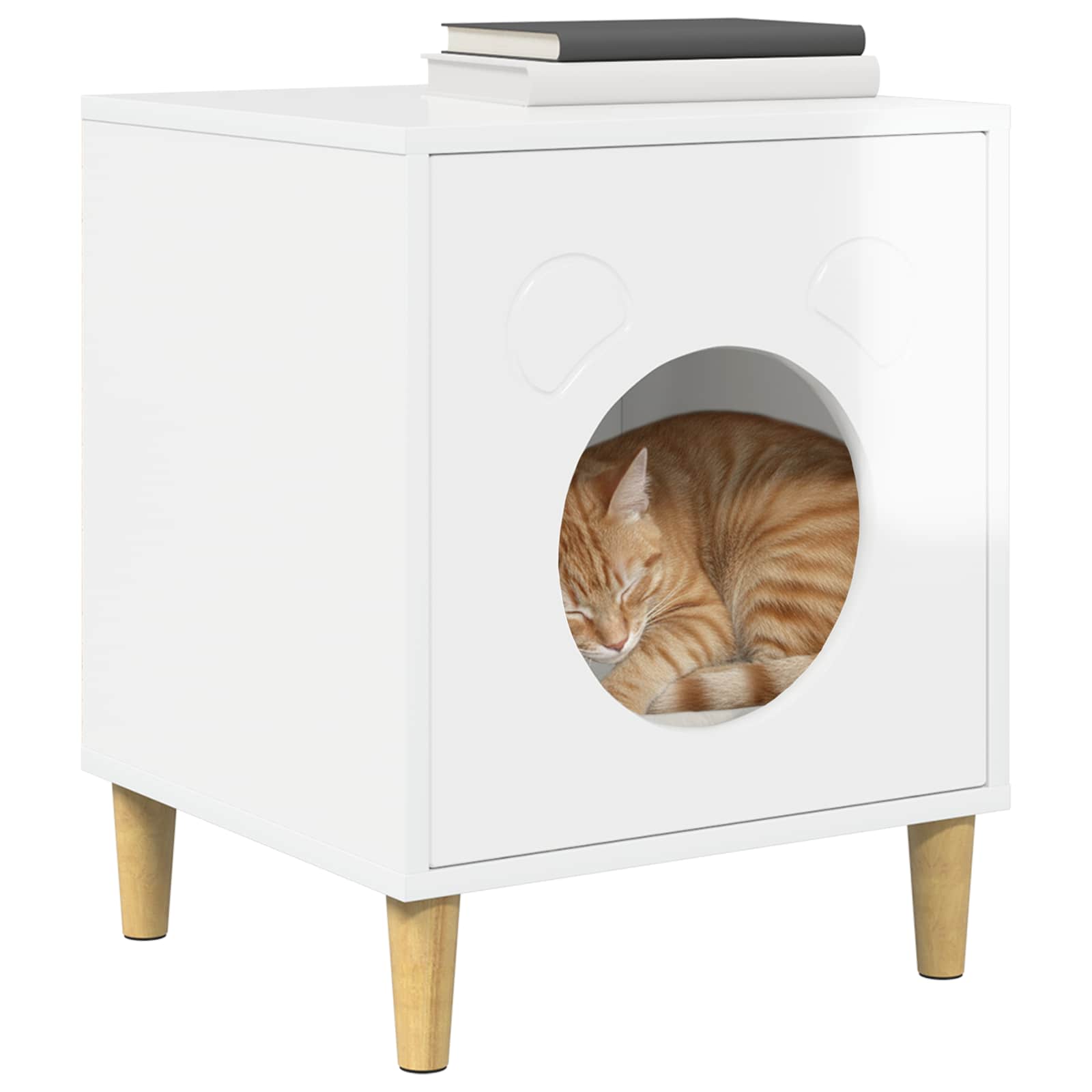 Casa para gatos branco brilhante 42,5 x 40 x 53 cm