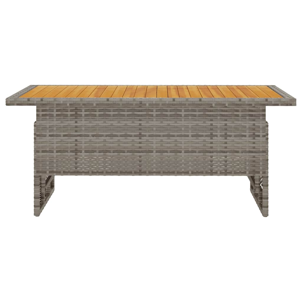 Mesa de jardim 100x50x43/63 cm acácia maciça/vime PE cinza