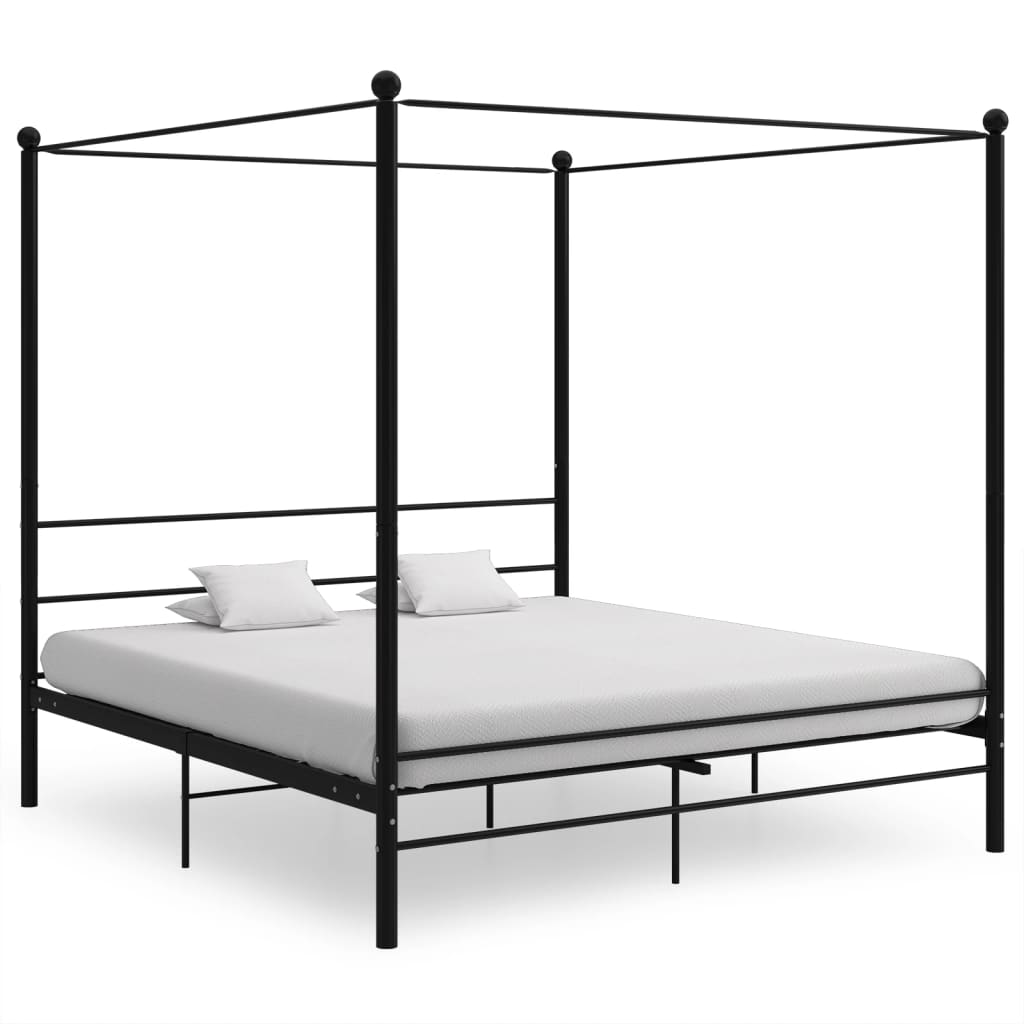 Estrutura de cama com dossel 200x200 cm metal preto