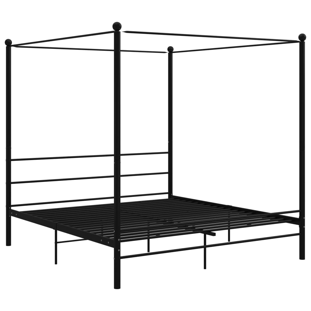 Estrutura de cama com dossel 200x200 cm metal preto