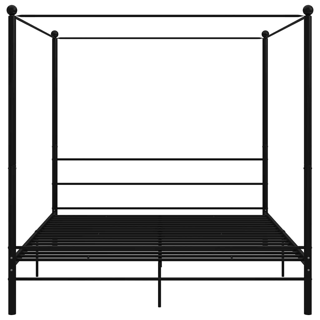 Estrutura de cama com dossel 200x200 cm metal preto