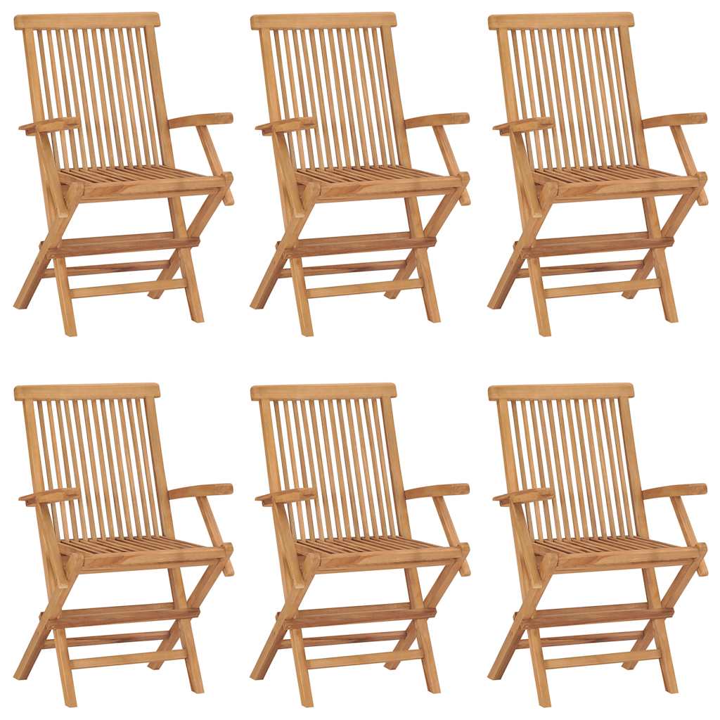 Cadeiras de jardim dobráveis 6 pcs madeira de teca maciça