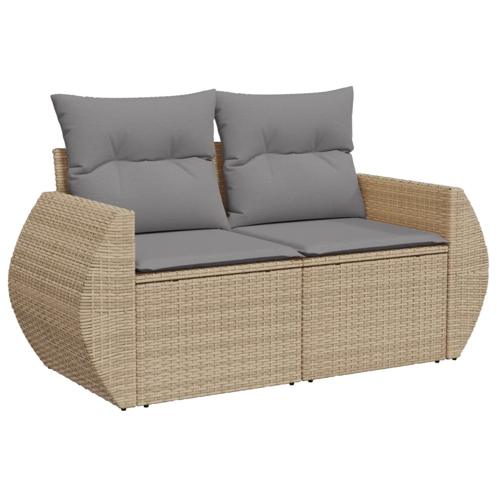 10 Pcs conjunto de sofás p/ jardim com almofadões vime PE bege