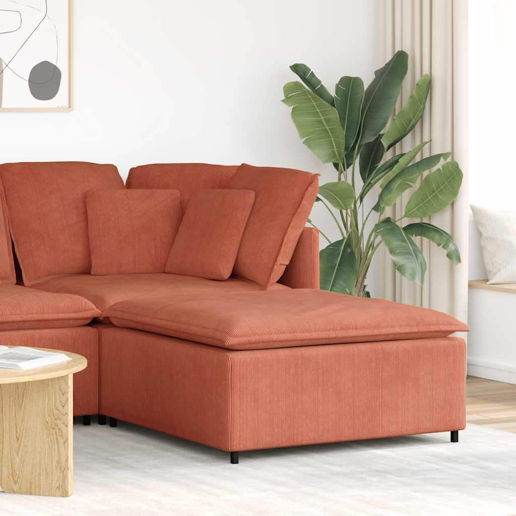 Módulo de sofá modular com apoio para os pés, vermelho e laranja, 100x100x48 cm