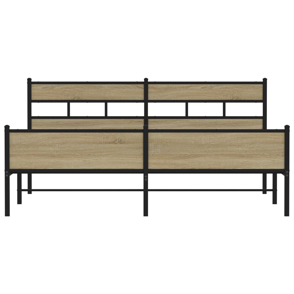 Estrutura de cama sem colchão 200x200cm metal carvalho sonoma