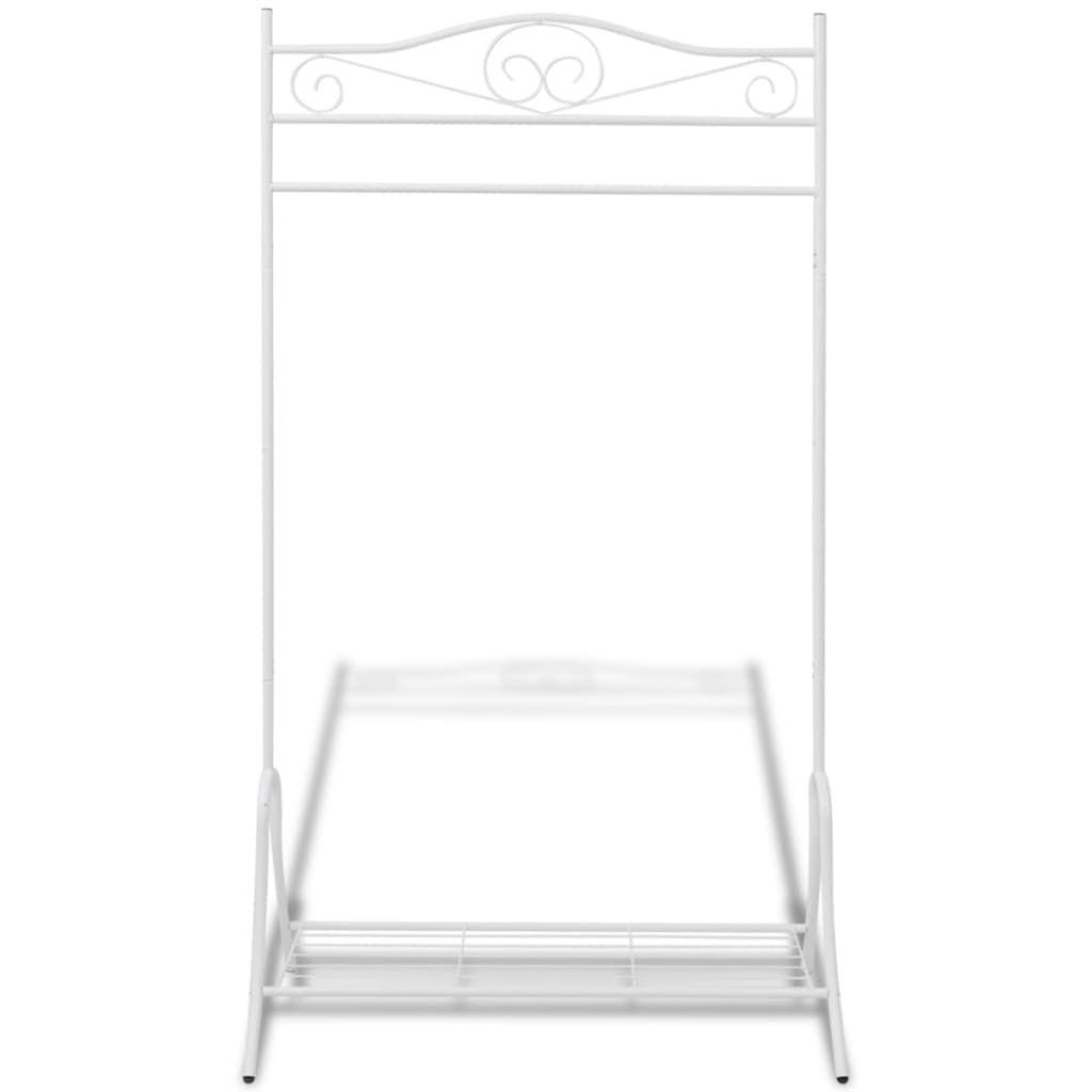 Bengaleiro de aço com prateleira, branco