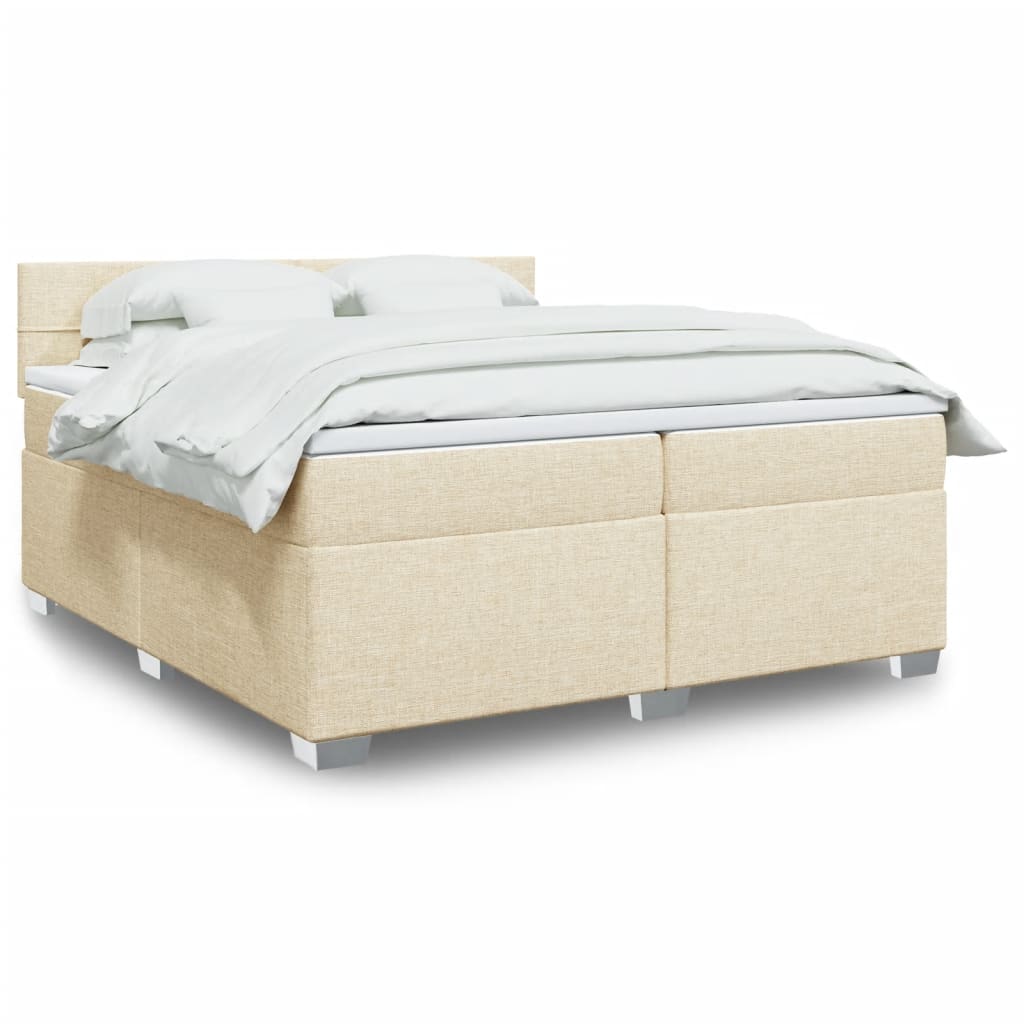 Cama com molas/colchão 200x200 cm tecido cor creme