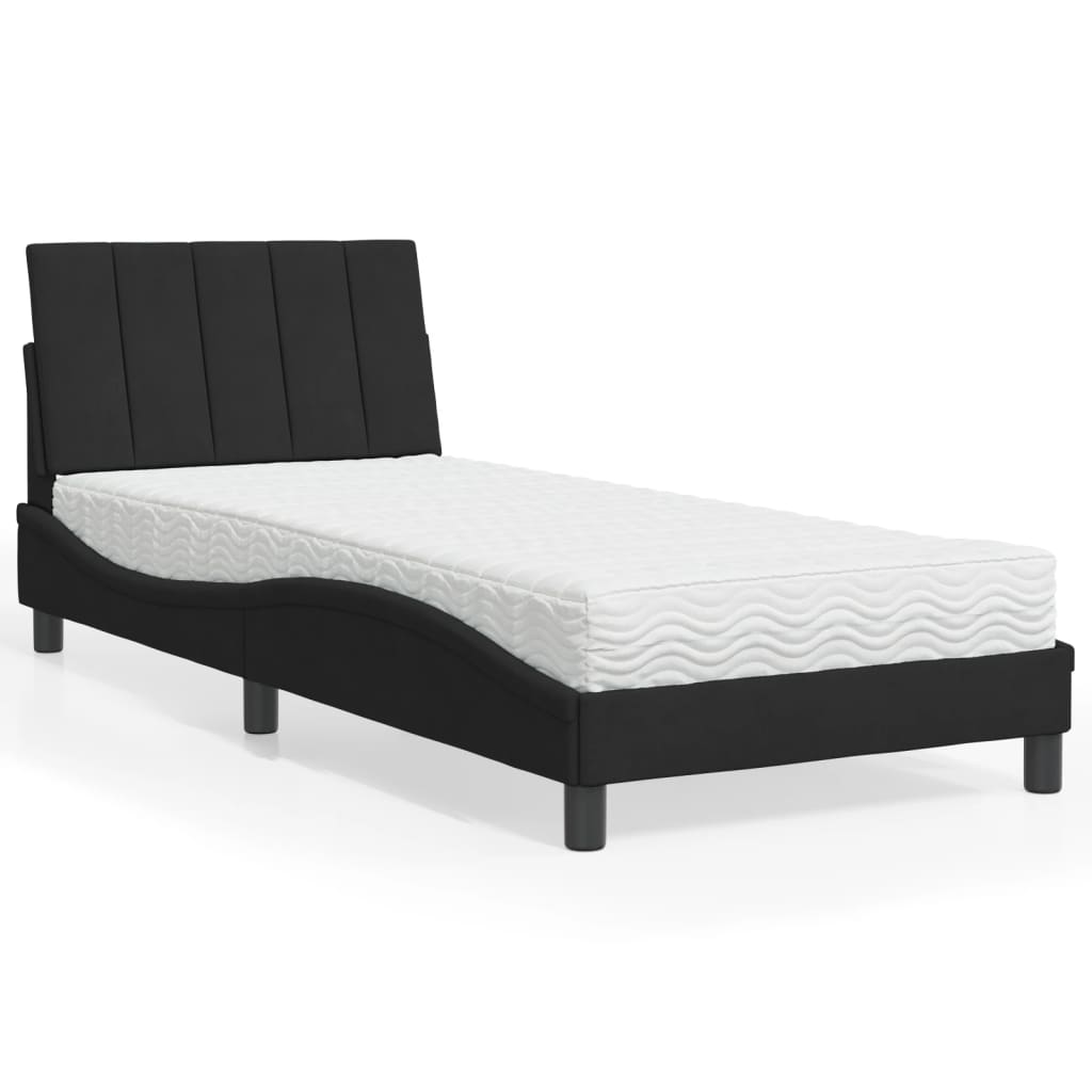 Cama com colchão hanko 80x200 cm veludo preto