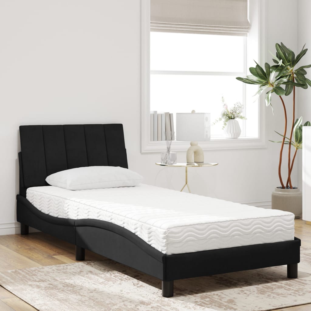 Cama com colchão hanko 80x200 cm veludo preto